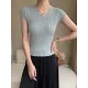 Solid Color Short Sleeves Skinny V-Neck T-Shirts Solid Color Short Sleeves Skinny V-Neck T-Shirts
