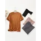 Solid Color Split-Joint Loose Short Sleeves Round-neck T-Shirts Tops Solid Color Split-Joint Loose Short Sleeves Round-neck T-Shirts Tops