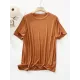 Solid Color Split-Joint Loose Short Sleeves Round-neck T-Shirts Tops Solid Color Split-Joint Loose Short Sleeves Round-neck T-Shirts Tops