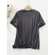 Solid Color Split-Joint Loose Short Sleeves Round-neck T-Shirts Tops Solid Color Split-Joint Loose Short Sleeves Round-neck T-Shirts Tops