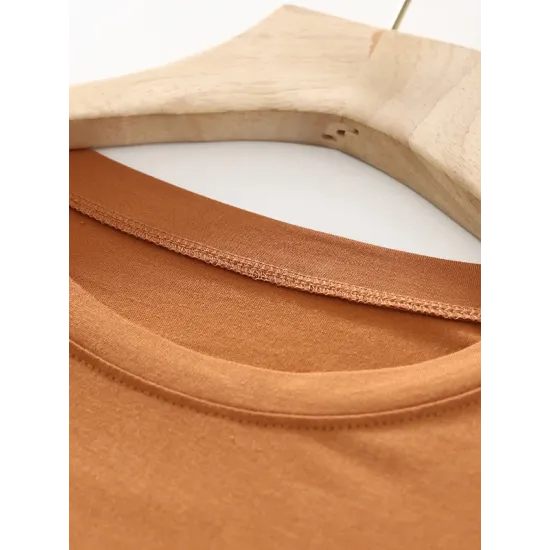 Solid Color Split-Joint Loose Short Sleeves Round-neck T-Shirts Tops Solid Color Split-Joint Loose Short Sleeves Round-neck T-Shirts Tops