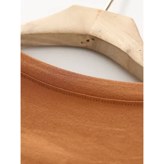 Solid Color Split-Joint Loose Short Sleeves Round-neck T-Shirts Tops Solid Color Split-Joint Loose Short Sleeves Round-neck T-Shirts Tops