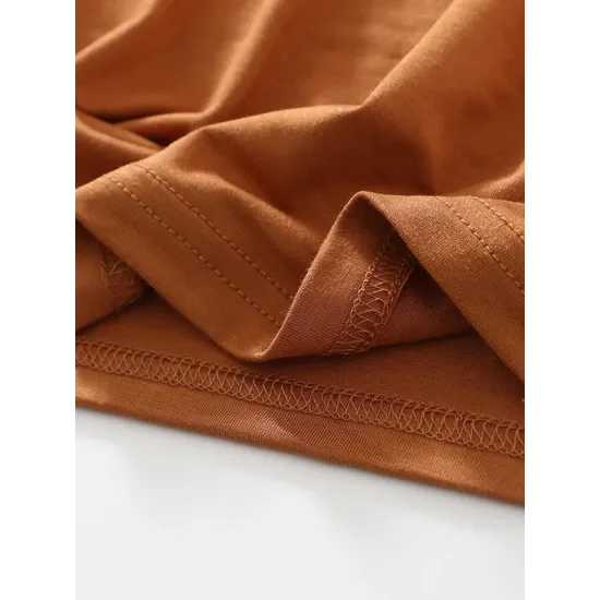 Solid Color Split-Joint Loose Short Sleeves Round-neck T-Shirts Tops Solid Color Split-Joint Loose Short Sleeves Round-neck T-Shirts Tops