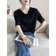 Pleated Solid Color Short Sleeves Heaps Collar T-Shirts Tops Pleated Solid Color Short Sleeves Heaps Collar T-Shirts Tops