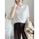 Pleated Solid Color Short Sleeves Heaps Collar T-Shirts Tops Pleated Solid Color Short Sleeves Heaps Collar T-Shirts Tops