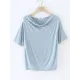 Pleated Solid Color Short Sleeves Heaps Collar T-Shirts Tops Pleated Solid Color Short Sleeves Heaps Collar T-Shirts Tops