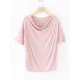 Pleated Solid Color Short Sleeves Heaps Collar T-Shirts Tops Pleated Solid Color Short Sleeves Heaps Collar T-Shirts Tops