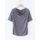 Pleated Solid Color Short Sleeves Heaps Collar T-Shirts Tops Pleated Solid Color Short Sleeves Heaps Collar T-Shirts Tops