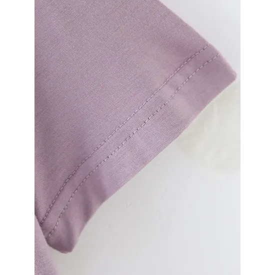 Pleated Solid Color Short Sleeves Heaps Collar T-Shirts Tops Pleated Solid Color Short Sleeves Heaps Collar T-Shirts Tops
