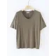 Solid Color Split-Joint Loose Short Sleeves V-neck T-Shirts Tops Solid Color Split-Joint Loose Short Sleeves V-neck T-Shirts Tops