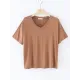 Solid Color Split-Joint Loose Short Sleeves V-neck T-Shirts Tops Solid Color Split-Joint Loose Short Sleeves V-neck T-Shirts Tops