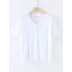 Solid Color Split-Joint Loose Short Sleeves V-neck T-Shirts Tops Solid Color Split-Joint Loose Short Sleeves V-neck T-Shirts Tops