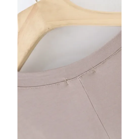 Solid Color Split-Joint Loose Short Sleeves V-neck T-Shirts Tops Solid Color Split-Joint Loose Short Sleeves V-neck T-Shirts Tops