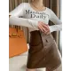 Letter Print Long Sleeves Skinny U-Neck T-Shirts