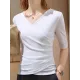 Asymmetric Pleated Solid Color Split-Joint Half Sleeves Plus Size V-Neck T-Shirts Tops Asymmetric Pleated Solid Color Split-Joint Half Sleeves Plus Size V-Neck T-Shirts Tops