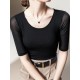 Gauze Solid Color Half Sleeves Plus Size Round-Neck T-Shirts Tops Gauze Solid Color Half Sleeves Plus Size Round-Neck T-Shirts Tops