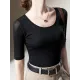 Gauze Solid Color Half Sleeves Plus Size Round-Neck T-Shirts Tops Gauze Solid Color Half Sleeves Plus Size Round-Neck T-Shirts Tops