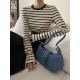 Contrast Color Striped Long Sleeves Skinny Round-Neck T-Shirts Tops Contrast Color Striped Long Sleeves Skinny Round-Neck T-Shirts Tops