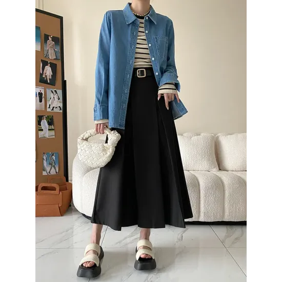 Contrast Color Striped Long Sleeves Skinny Round-Neck T-Shirts Tops Contrast Color Striped Long Sleeves Skinny Round-Neck T-Shirts Tops