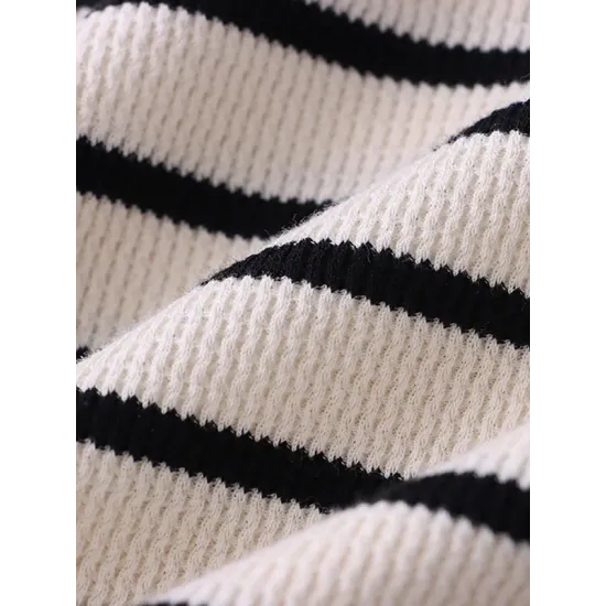 Contrast Color Striped Long Sleeves Skinny Round-Neck T-Shirts Tops Contrast Color Striped Long Sleeves Skinny Round-Neck T-Shirts Tops