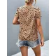 Printed Petal Sleeves Short Sleeves V-Neck T-Shirts Tops Printed Petal Sleeves Short Sleeves V-Neck T-Shirts Tops