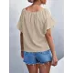 Elasticity Falbala Pleated Solid Color Tied Loose Short Sleeves Round-Neck T-Shirts Tops Elasticity Falbala Pleated Solid Color Tied Loose Short Sleeves Round-Neck T-Shirts Tops