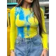 Printed Long Sleeves Skinny Round-Neck T-Shirts Tops Printed Long Sleeves Skinny Round-Neck T-Shirts Tops