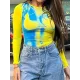 Printed Long Sleeves Skinny Round-Neck T-Shirts Tops Printed Long Sleeves Skinny Round-Neck T-Shirts Tops