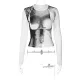 Printed Long Sleeves Skinny Round-Neck T-Shirts Tops Printed Long Sleeves Skinny Round-Neck T-Shirts Tops