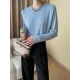 Solid Color Split-Joint Long Sleeves Round-Neck T-Shirts Tops Solid Color Split-Joint Long Sleeves Round-Neck T-Shirts Tops