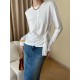 Asymmetric Bowknot Solid Color Long Sleeves Round-Neck T-Shirts Tops Asymmetric Bowknot Solid Color Long Sleeves Round-Neck T-Shirts Tops