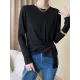 Asymmetric Bowknot Solid Color Long Sleeves Round-Neck T-Shirts Tops Asymmetric Bowknot Solid Color Long Sleeves Round-Neck T-Shirts Tops