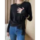 Asymmetric Bowknot Solid Color Long Sleeves Round-Neck T-Shirts Tops Asymmetric Bowknot Solid Color Long Sleeves Round-Neck T-Shirts Tops