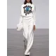 Long Sleeves Loose Applique Embroidered Figure Printed Mock Neck T-Shirts Tops Long Sleeves Loose Applique Embroidered Figure Printed Mock Neck T-Shirts Tops