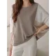 Contrast Color Split-Joint Batwing Sleeves Loose Round-Neck T-Shirts Tops Contrast Color Split-Joint Batwing Sleeves Loose Round-Neck T-Shirts Tops