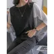 Contrast Color Split-Joint Batwing Sleeves Loose Round-Neck T-Shirts Tops Contrast Color Split-Joint Batwing Sleeves Loose Round-Neck T-Shirts Tops