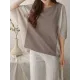 Contrast Color Split-Joint Batwing Sleeves Loose Round-Neck T-Shirts Tops Contrast Color Split-Joint Batwing Sleeves Loose Round-Neck T-Shirts Tops