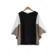 Contrast Color Split-Joint Batwing Sleeves Loose Round-Neck T-Shirts Tops Contrast Color Split-Joint Batwing Sleeves Loose Round-Neck T-Shirts Tops