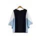 Contrast Color Split-Joint Batwing Sleeves Loose Round-Neck T-Shirts Tops Contrast Color Split-Joint Batwing Sleeves Loose Round-Neck T-Shirts Tops