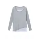 Asymmetric Split-Joint False Two Long Sleeves Round-Neck T-Shirts Tops Asymmetric Split-Joint False Two Long Sleeves Round-Neck T-Shirts Tops
