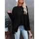 Solid Color Split-side Long Sleeves Loose Boat Neck T-shirts Solid Color Split-side Long Sleeves Loose Boat Neck T-shirts