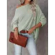 Solid Color Split-side Long Sleeves Loose Boat Neck T-shirts Solid Color Split-side Long Sleeves Loose Boat Neck T-shirts