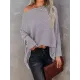 Solid Color Split-side Long Sleeves Loose Boat Neck T-shirts Solid Color Split-side Long Sleeves Loose Boat Neck T-shirts