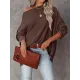 Solid Color Split-side Long Sleeves Loose Boat Neck T-shirts Solid Color Split-side Long Sleeves Loose Boat Neck T-shirts
