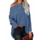 Solid Color Split-side Long Sleeves Loose Boat Neck T-shirts Solid Color Split-side Long Sleeves Loose Boat Neck T-shirts