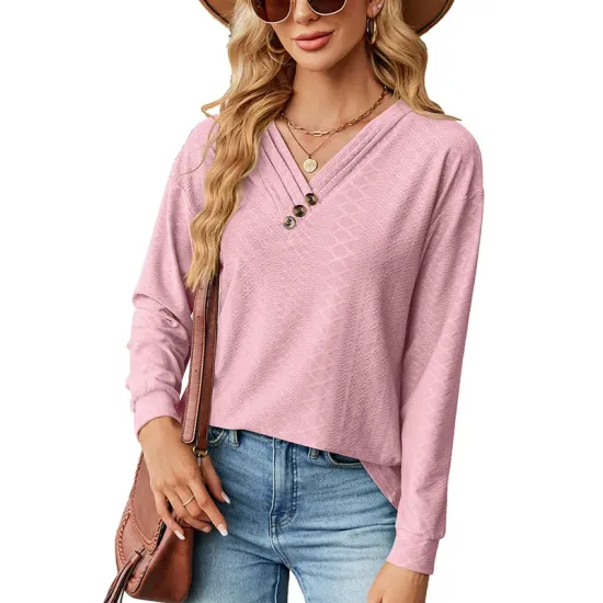 Split-Joint Long Sleeves Loose V-Neck T-Shirts Split-Joint Long Sleeves Loose V-Neck T-Shirts