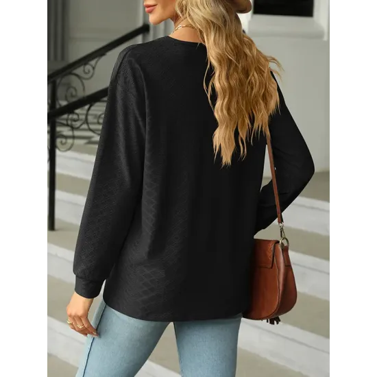 Split-Joint Long Sleeves Loose V-Neck T-Shirts Split-Joint Long Sleeves Loose V-Neck T-Shirts