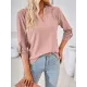 Jacquard Solid Color Loose Three-Quarter Sleeves V-Neck T-Shirts Jacquard Solid Color Loose Three-Quarter Sleeves V-Neck T-Shirts