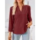 Jacquard Solid Color Loose Three-Quarter Sleeves V-Neck T-Shirts Jacquard Solid Color Loose Three-Quarter Sleeves V-Neck T-Shirts