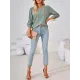 Jacquard Solid Color Loose Three-Quarter Sleeves V-Neck T-Shirts Jacquard Solid Color Loose Three-Quarter Sleeves V-Neck T-Shirts